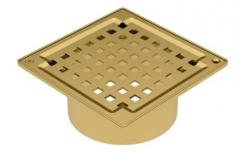 Bl�cher Square overdel med rist 145x145mm -  B�rstet messing