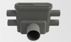 Unidrain udl&oslash;bshus 75 mm vandret og dobbelt sideudl&oslash;b m/vandl&aring;s