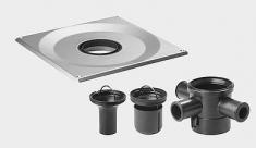 Unidrain Kvadrat armatur med udl�bshus, vandl�s og flowguide