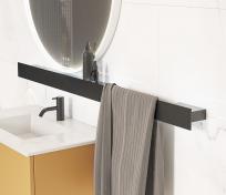 Dansani Illumi hylde 80 cm m/elstik, USB stik, tr�dl�s lysstyring - Mat sort