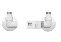 Kriss Corner Rumtermostat h&oslash;jre komplet ventils&aelig;t hvid (RAL9016)