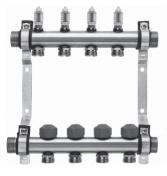 Roth gulvvarme fordelerrør m/4 afg. m/flowmåler