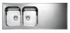 Intra AH14-KV stålbordplade køkkenvask - Vendbar - Dobbelt - 140 cm