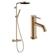hansgrohe Pulsify S Puro 1jet & Tecturis komplet pakke til badev�relset - B�rstet bronze