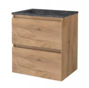 Sanibell Basicline m�bels�t 60 m/integrerede greb og stenvask - Whiskey eg