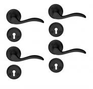 Beslagsboden vintage indend�rs d�rgreb inkl n�gleskilt - Mat sort - S�t � 4 stk