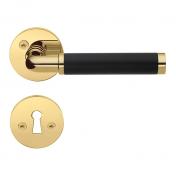 Beslagsboden Design indend�rs d�rh�ndtag inkl. n�gleskilt - Messing/sort