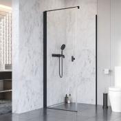 Str�mberg Noma 135 fast brusev�g m/svingd�r til venstre - 80 x 80 - Klar glas/mat sort