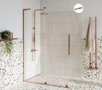 Str�mberg Faro 12 walk-in brusev�g m/skyded�r 800mm - Klart glas/b�rstet kobber