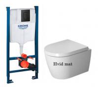 Duravit Me by Starck Compact Rimless hvid mat toiletpakke inkl. s�de m/softclose, cisterne, wondergliss og mat sort betjening