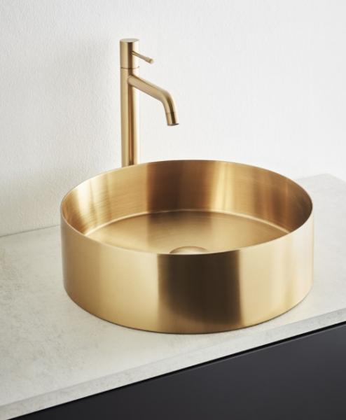 Hafa Circle &Oslash;38 fritst&aring;ende bowlevask - Uden overl&oslash;b - B&oslash;rstet messing