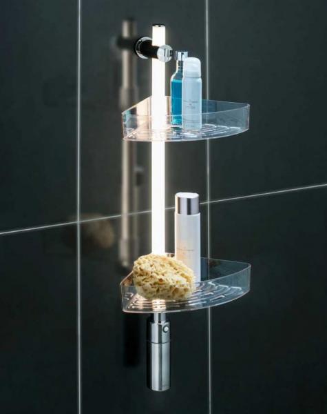 Wenko brusehylde til bad med LEDlys - Kan også limes Wenko brusehylde til bad med LEDlys - Kan også limes