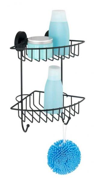 Wenko Bari dobbelt hj&oslash;rnebrusehylde - Mat sort - Skruefri