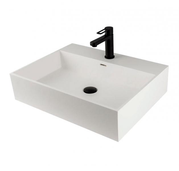 Lavabo Solid Surface 60 håndvask t/væg eller bord - 1 hanehul - Mat hvid Lavabo Solid Surface 60 håndvask t/væg eller bord - 1 hanehul - Mat hvid