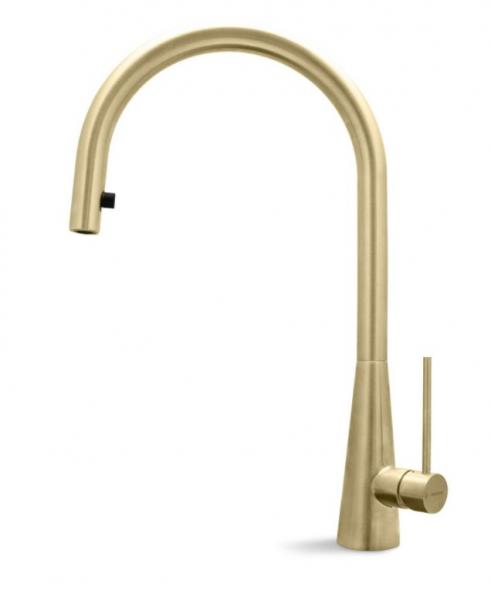 Cass&oslash;e Newform Conico k&oslash;kkenarmatur m/udtr&aelig;k - B&oslash;rstet messing