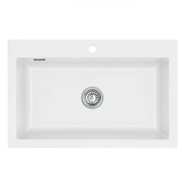 Lavabo Mera 80 porcel&aelig;nsk&oslash;kkenvask - Mat hvid m/krom afl&oslash;b