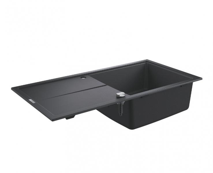 Grohe K400 k&oslash;kkenvask i komposit 60 m/afl&oslash;bsbakke - Sort granit