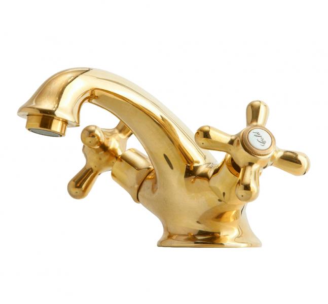 Lavabo Retro 2-grebs h&aring;ndvaskarmatur - Messing natur