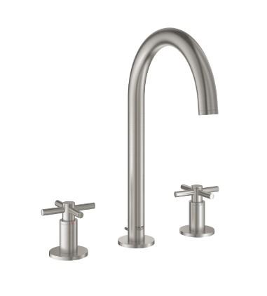 Grohe Atrio 3-huls håndvaskarmatur m/svingtud og bundventil - Steel Grohe Atrio 3-huls håndvaskarmatur m/svingtud og bundventil - Steel