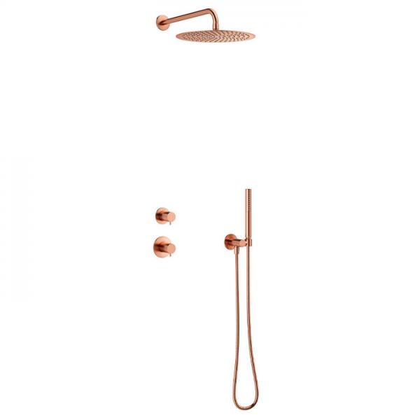 Damixa Iris DS 1 brusesystem til indbygning - B&oslash;rstet kobber