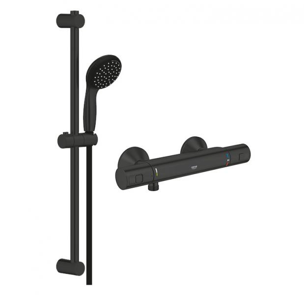 Grohe Start komplet brusesystem m/h&aring;ndbruser - Mat sort