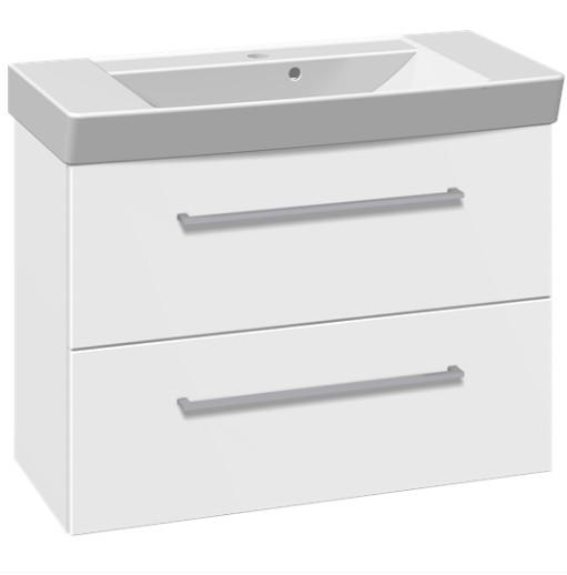 Dansani Mido+ 80 m&oslash;bels&aelig;t m/2 skuffer og Capella vask - Hvid mat