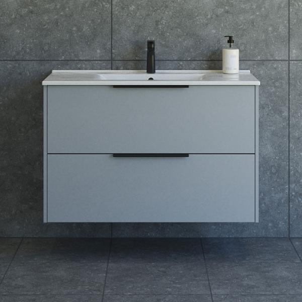 Dansani Mido+ Classic 101 m&oslash;bels&aelig;t m/Amber vask og 2 skuffer - Mat lysebl&aring;