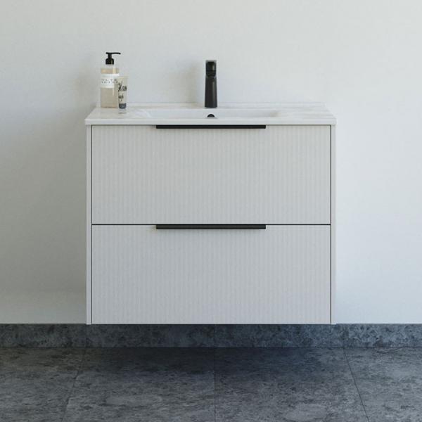 Dansani Mido+ Classic 81 møbelsæt m/Amber vask og 2 skuffer - Striber/mat sand Dansani Mido+ Classic 81 møbelsæt m/Amber vask og 2 skuffer - Striber/mat sand