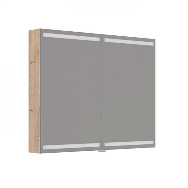 Dansani Level spejlskab 100 m/lys, lysstyring og tr&aelig;bakker - Natur eg