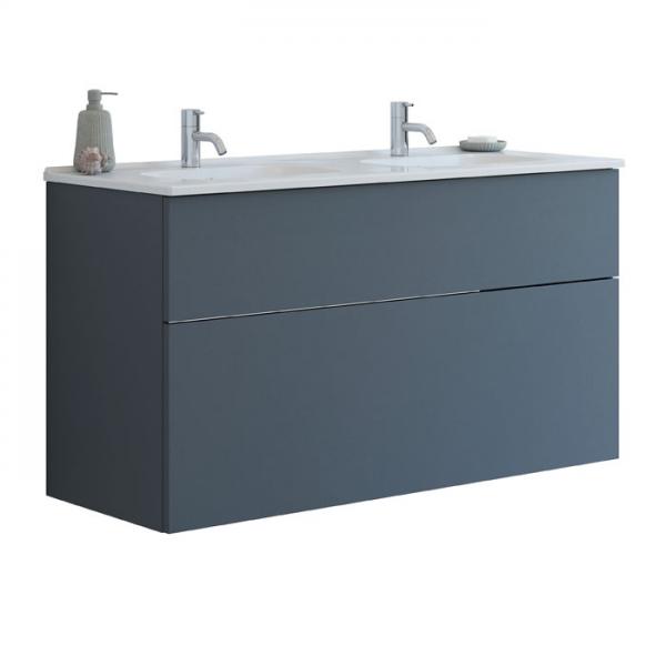 Dansani Luna 121 møbelsæt m/dobbelt Kantate vask, høj skuffe og indretning - Grå mat Dansani Luna 121 møbelsæt m/dobbelt Kantate vask, høj skuffe og indretning - Grå mat