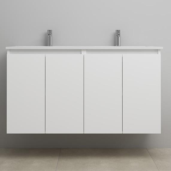 Sanibell Online 121 møbelsæt m/4 grebsfri låger og dobbeltvask - Mat hvid - Flatpack Sanibell Online 121 møbelsæt m/4 grebsfri låger og dobbeltvask - Mat hvid - Flatpack