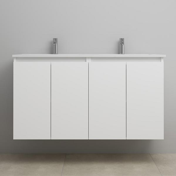 Sanibell Online 121 m&oslash;bels&aelig;t m/4 grebsfri l&aring;ger og dobbeltvask - Mat hvid