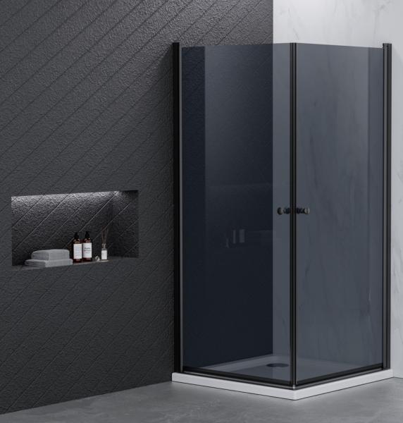 Nortiq brusehj&oslash;rne 90x90 - M&oslash;rkt glas/mat sort