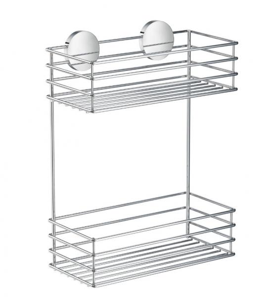 Beslagsboden selvkl&aelig;bende brusekurv - Dobbelt - Krom