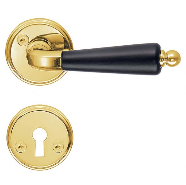 Beslagsboden vintage indend&oslash;rs d&oslash;rgreb inkl n&oslash;gleskilt - Poleret messing/sort