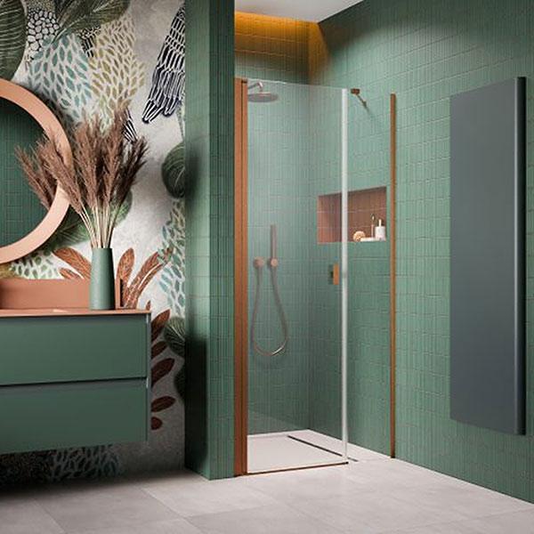 Strømberg Noma 45 svingdør m/sidepanel 1000mm - Venstre - Børstet kobber Strømberg Noma 45 svingdør m/sidepanel 1000mm - Venstre - Børstet kobber