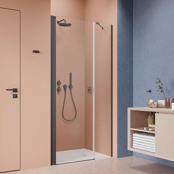 Strømberg Noma 45 svingdør m/sidepanel 1000mm - Venstre - Børstet gunmetal Strømberg Noma 45 svingdør m/sidepanel 1000mm - Venstre - Børstet gunmetal