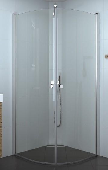 Dansani Match E+E rund brusehj&oslash;rne - 80x80 cm - Klart glas/matkrom