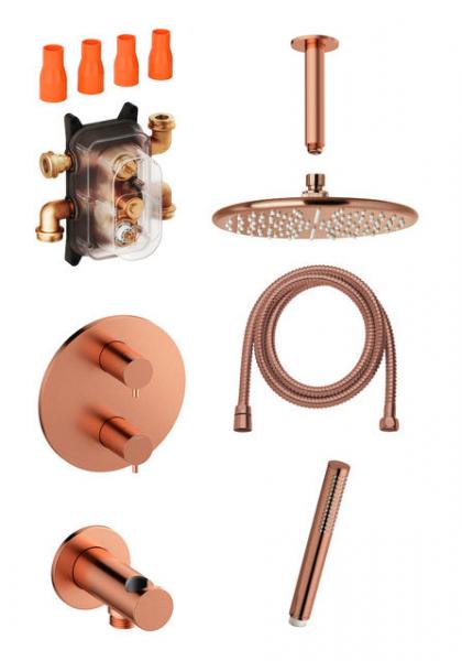 Damixa Silhouet komplet brusesystem til indbygning/loft - Børstet kobber Damixa Silhouet komplet brusesystem til indbygning/loft - Børstet kobber