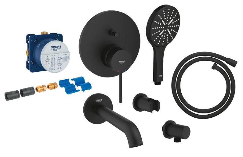 Grohe komplet indbygningspakke til badekar m/SmartActive håndbruser - Mat sort Grohe komplet indbygningspakke til badekar m/SmartActive håndbruser - Mat sort