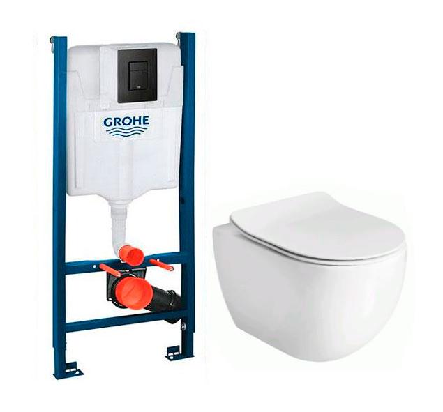 Lavabo Glomp Mini rimless toiletpakke inkl. s&aelig;de m/soft-close, cisterne og mat sort betjening