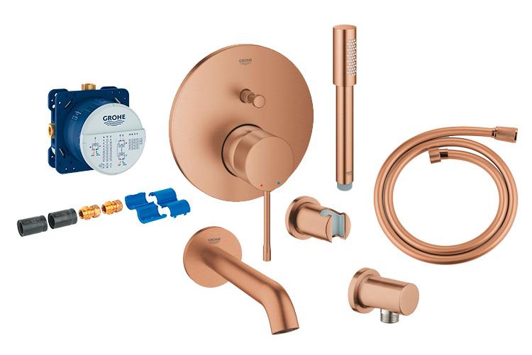 Grohe Essence komplet indbygningspakke til badekar - Børstet warm sunset Grohe Essence komplet indbygningspakke til badekar - Børstet warm sunset