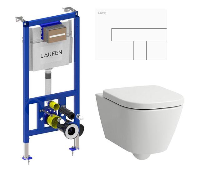Laufen MEDA rimless toiletpakke inkl. s&aelig;de m/softclose, cisterne og hvid betjening
