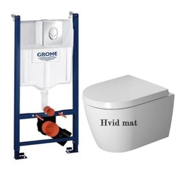 Duravit Me by Starck Compact Rimless hvid mat toiletpakke inkl. s&aelig;de m/softclose, cisterne, wondergliss og krom betjening