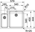 Franke Kubus KBX 260-34/16 R k&oslash;kkenvask