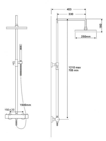 Cass&oslash;e komplet brusesystem &Oslash;250 - Poleret messing
