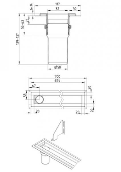 Blucher Waterline 700 mm afl&oslash;b m/Copenhagen Line rist - Sort