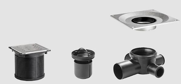 Unidrain kvadrat Classicline column sampak &Oslash;75 mm m/ 10x10 cm rist