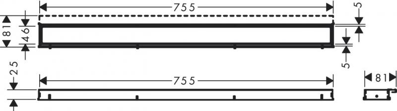 Hansgrohe RainDrain Match Kappes&aelig;t - 80 cm - Mat sort