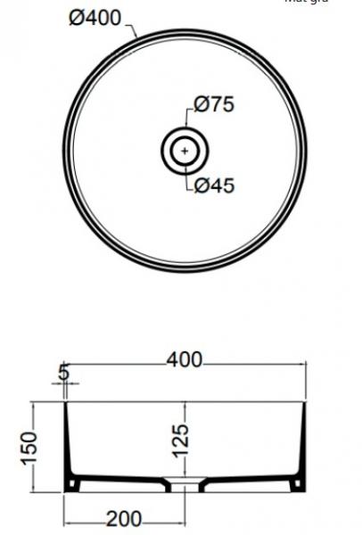 Lavabo Mate Slim &Oslash;40 fritst&aring;ende bowlevask - Uden overl&oslash;b - Mat hvid